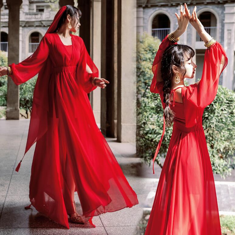 レディース ビーチドレス ワンピース ダンス衣裳 古典舞踊 エスニック 舞台ステージ演出服 バックレス 海旅行 ビーチウェア ダンスウェア 撮影写真 