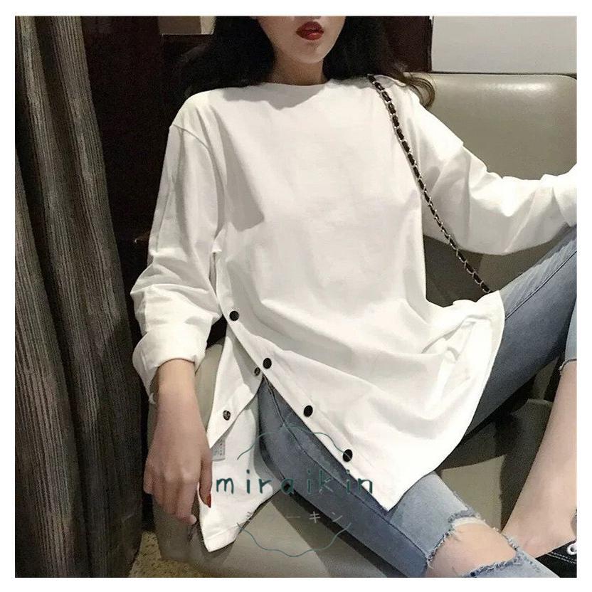 Tシャツ レディース 40代 秋冬長袖Tシャツ 白 スエットシャツ トレーナー 着痩せ30代50代 無地 おしゃれ トップス プルオーバー カジュアル可愛い ゆったり 