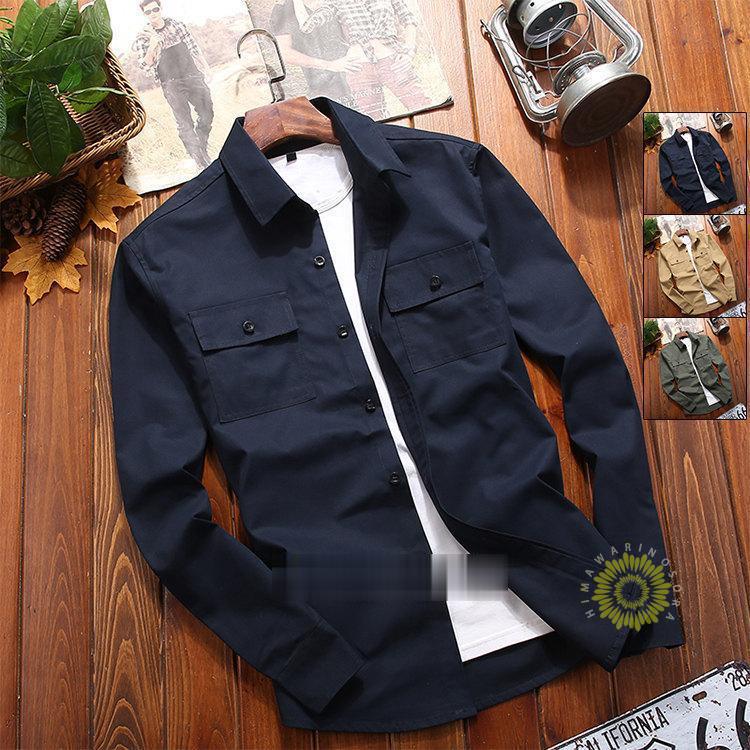 長袖シャツ メンズ ミリタリーシャツ 無地 シャツ ワークシャツ 秋服 50代 秋 春服 ファッション 長袖 トップス カジュアルシャツ 大きいサイズ 40代 