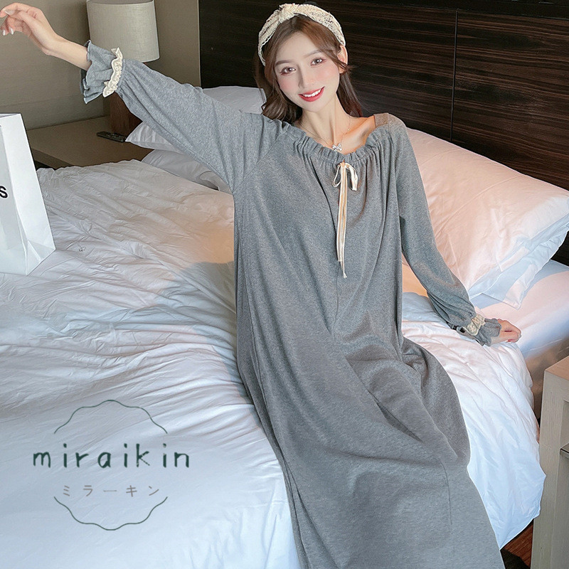 ルームワンピース レディース 部屋着 パジャマ ワンピース ゆったり ロング丈 夏 ルームウェア 秋 春 長袖 寝着 マキシ丈 柔らかめ 可愛い 大人 体型カバー 