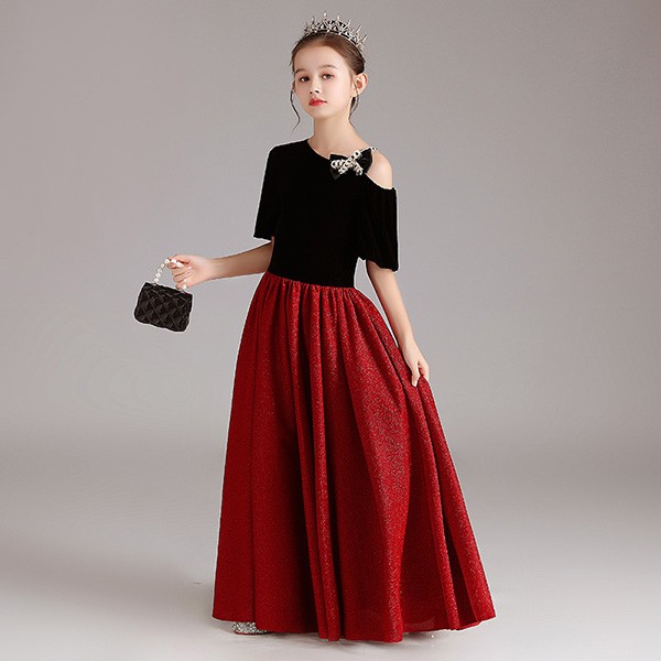 キッズドレス ドレス ピアノ 発表会 ロング 子供ドレス フォーマル 誕生日 フ大人っぽい 子供 結婚式 フレアスカート 