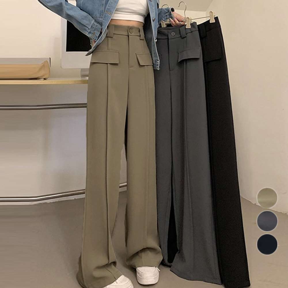 ワイド パンツ ハイウエスト スラックス 脚長  