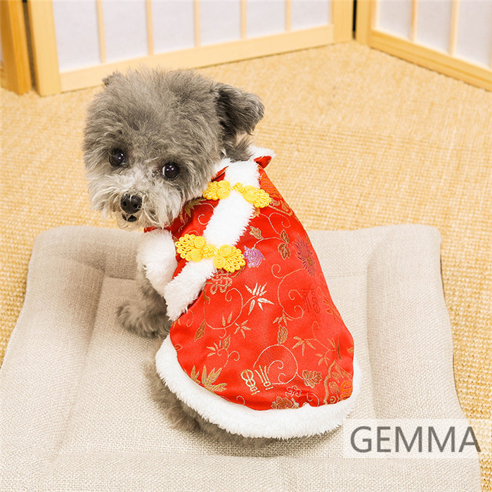 犬服 チャイナ風 レッド ドッグウェア 可愛い 小型犬 犬の服 猫服 暖かい いぬ 春節 ペットウェア 