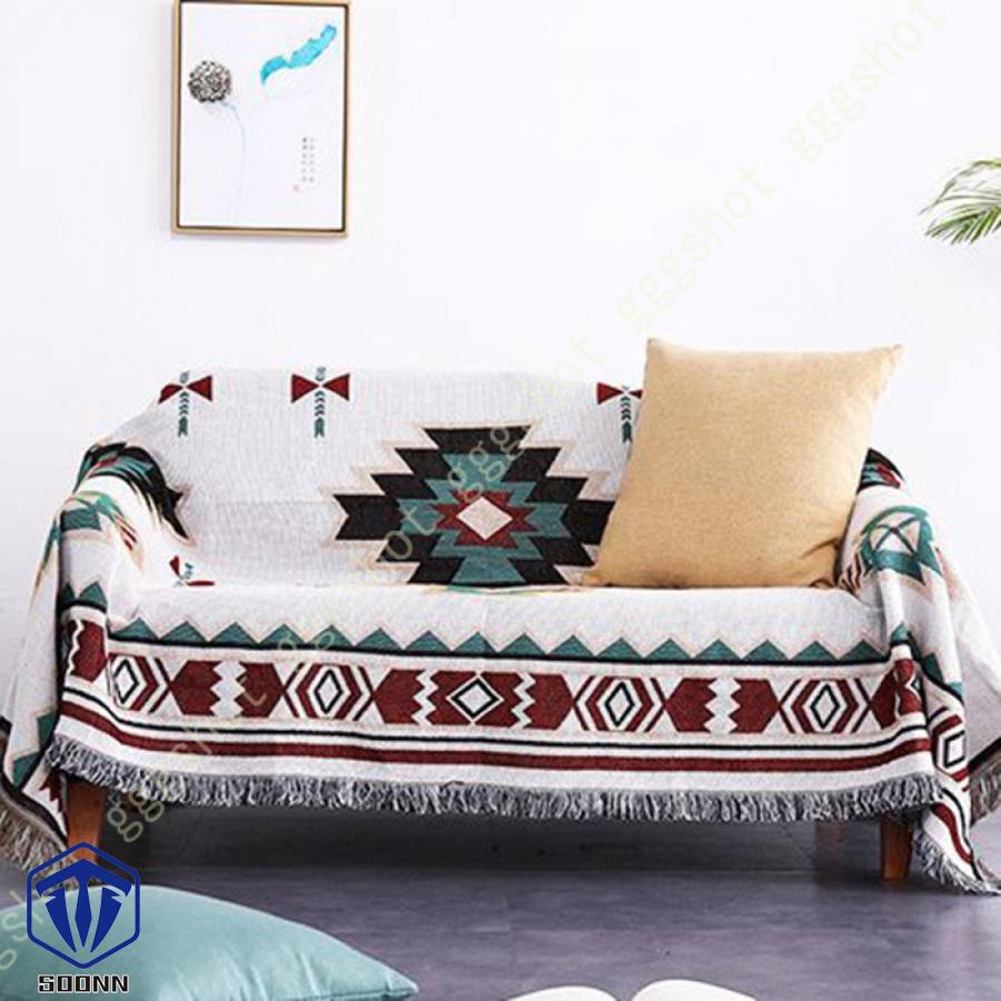 マルチカバー 北欧風 ソファーカバー おしゃれ 幾何学 ソファーかばー ラグ ベッドルーム カバー 肘なし 折り畳み フリンジ付き 綿麻 カバー 部屋 肘付き 