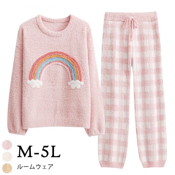 ルームウェア もこもこ パジャマ 冬 長袖 上下セット 大人用 寝巻き 部屋着 。 あったか 暖かい ふわふわ モコモコ 