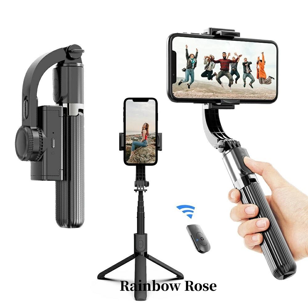 スマホジンバル スタビライザー 片手持ち単軸スタビライザー 自撮り棒 4段階伸縮 多機能BLUETOOTHリモコン付き 手ブレ 360度自動 スマホ三脚 安定撮影 手動回転 