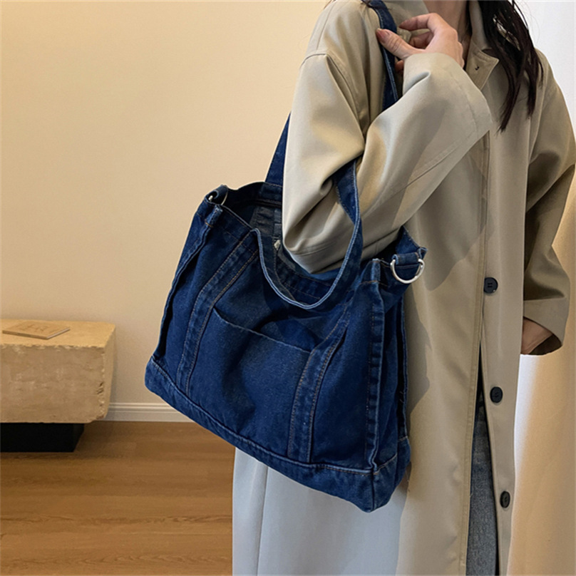 バッグ レディースかばん トートバッグ ショルダーバッグ ハンドバッグ デニム 通勤オシャレ 通学 カジュアル お出掛け ワーク ブルー カバン 布鞄 女子 