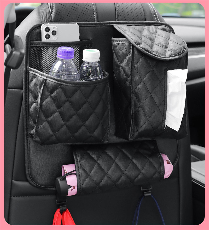 シートバックポケット 車 シートカバー 車内 レザー シート 後付け ドリンクホルダー カバー 後部座席 収納 子供 ティッシュ入れ 後ろ ポケット 