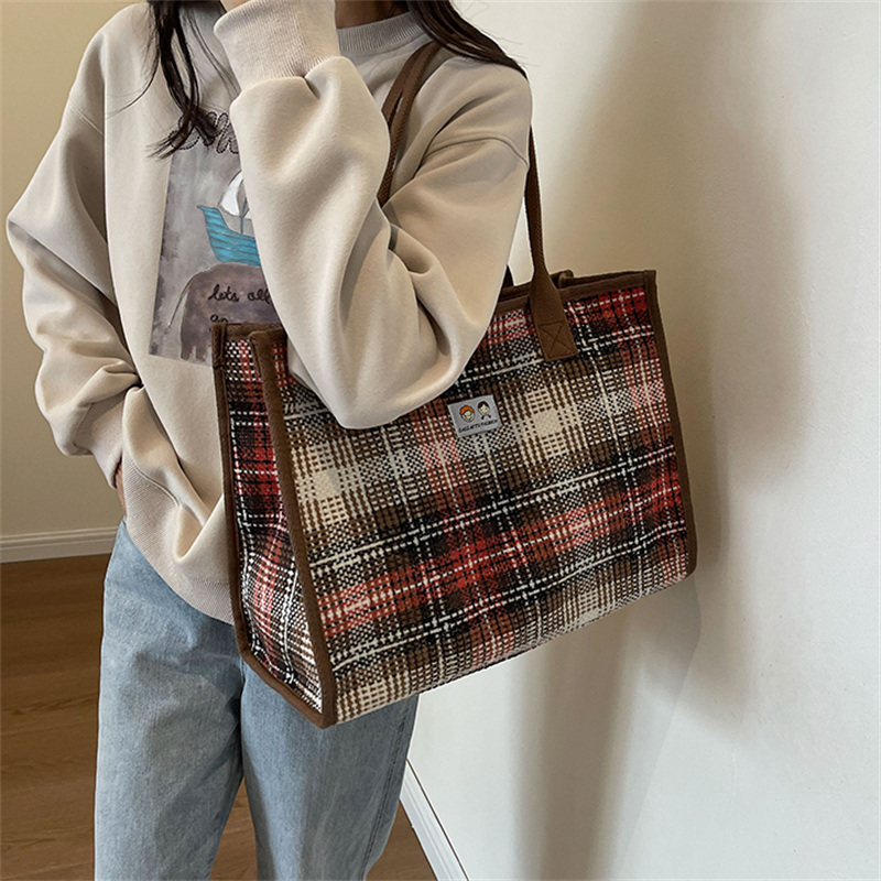 バッグ レディースかばん トートバッグ ショルダーバッグ ハンドバッグ チェック柄 ワーク 通勤オシャレ 布鞄 通学 カジュアル お出掛け 女子 カバン 