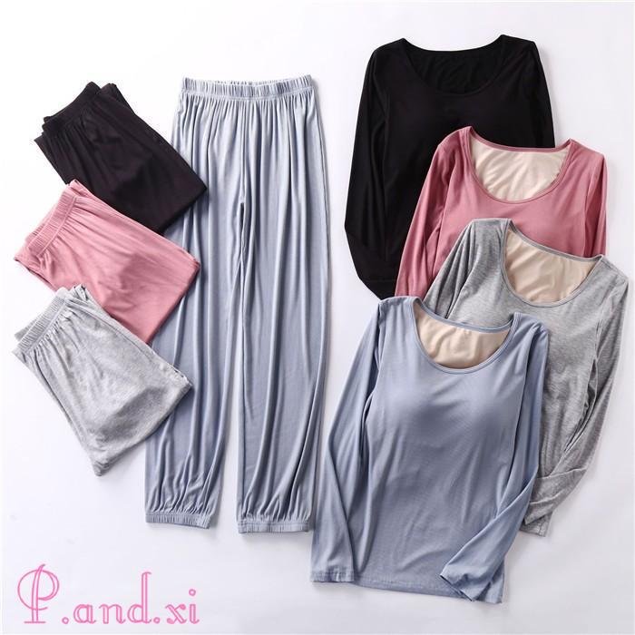 パジャマ レディース ルームウェア 長袖 部屋着 セットアップ 寝巻き 大人 上下セット カップ付き 寝間着 柔らかめ 冬 リラックス 女性用 秋 2点セット 