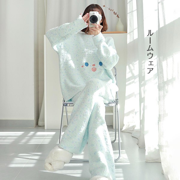 ルームウェア もこもこ パジャマ 冬 長袖 上下セット 動物 寝巻き 。 部屋着 あったか 暖かい モコモコ大人用 ふわふわ 