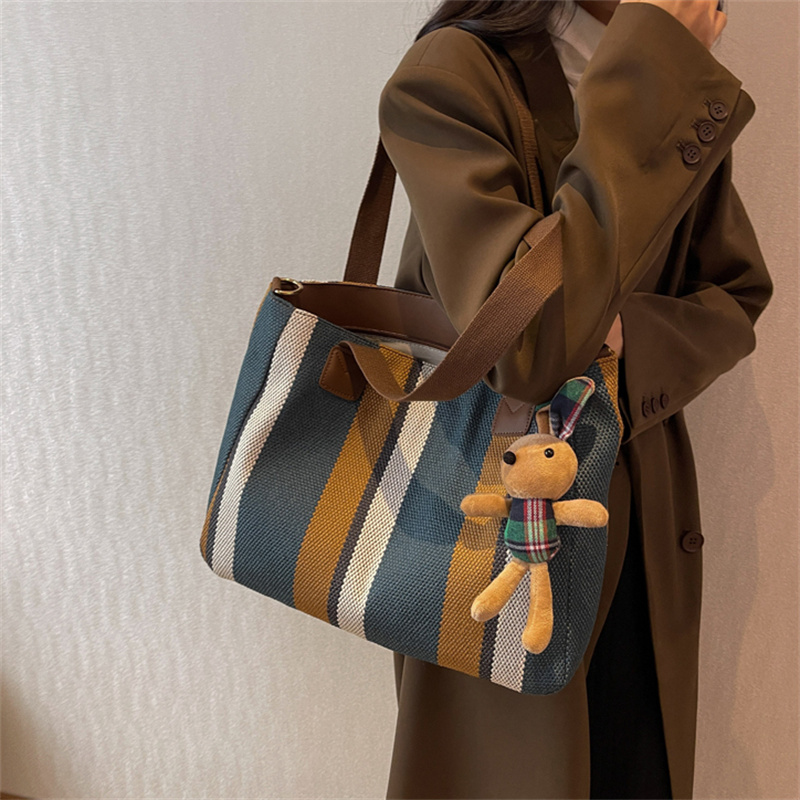 バッグ レディースかばん トートバッグ ショルダーバッグ ハンドバッグ ストライプ 女子 お出掛け カジュアル 布鞄 通勤オシャレ ワーク 通学 カバン 